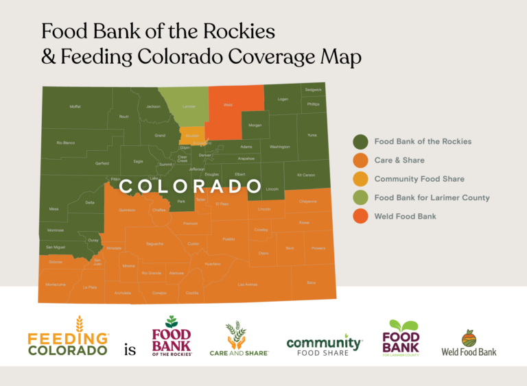 Coverage map of the five food banks in Colorado.